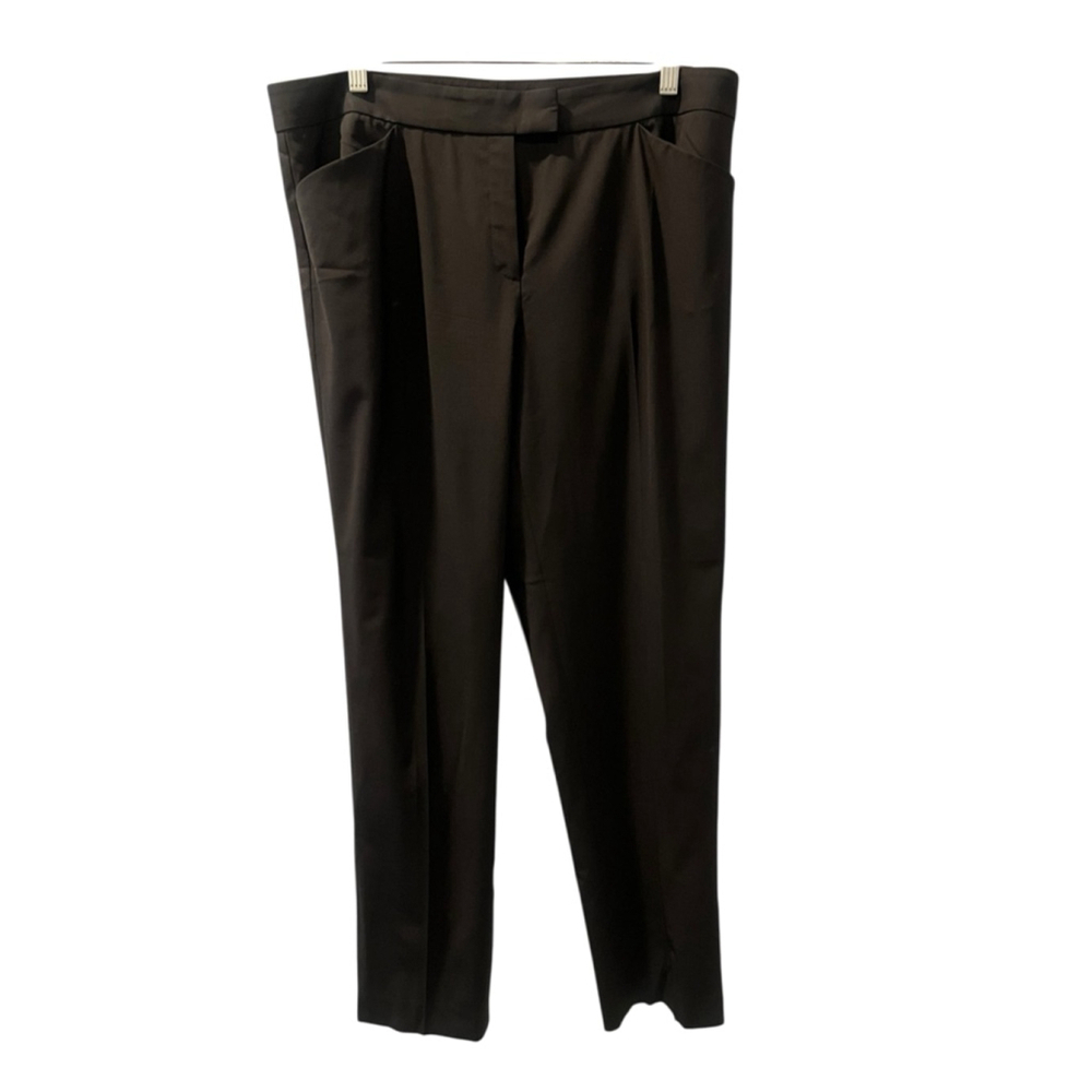 Lafayette 148 Irving Black Virgin Wool Work Trousers Size 12 Business Wear Pants